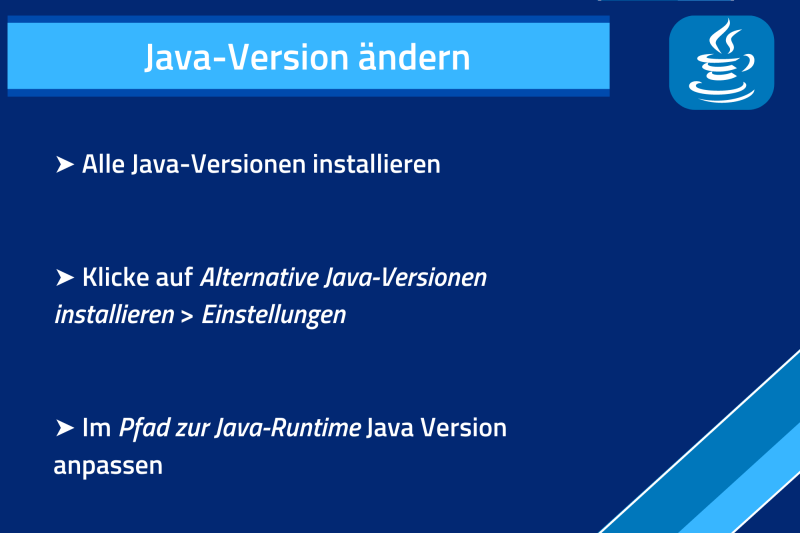 Java-Version ändern Kurzbeschreibung