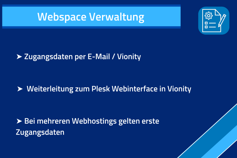 Wo finde ich die Webspace-Verwaltung? Kurzbeschreibung