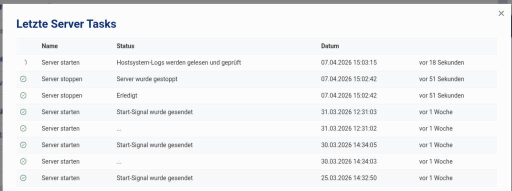 Server-Tasks zur Überprüfung des Fortschritts Server-Tasks zur Überprüfung des Fortschritts