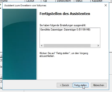 Assistent zum Erweitern von Volumes Assistent zum Erweitern von Volumes