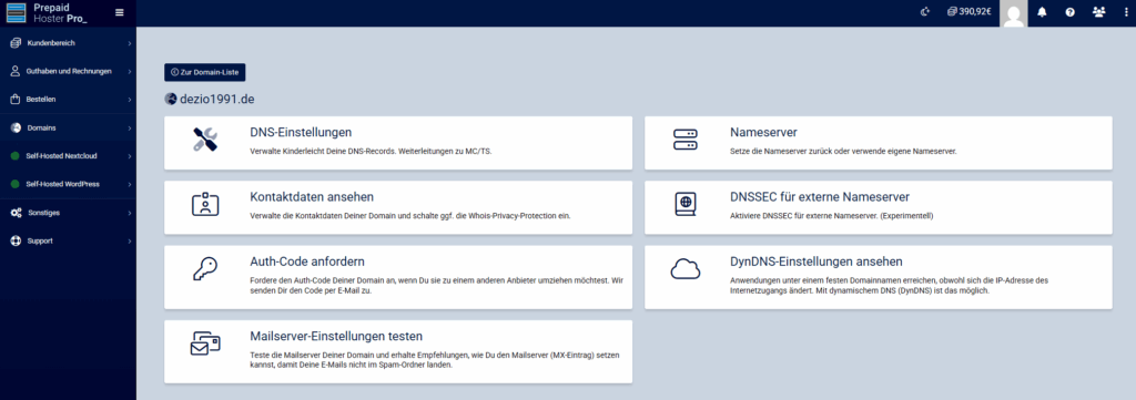 Prepaid Hoster Domain Einstellungen Prepaid Hoster Domain Einstellungen