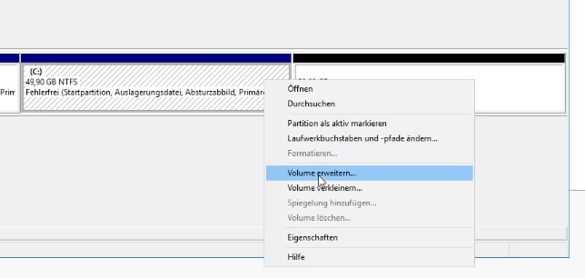 Volume erweitern Volume erweitern