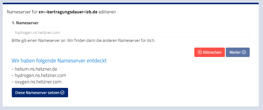 Erkannte Nameserver setzen und verwenden Erkannte Nameserver setzen und verwenden