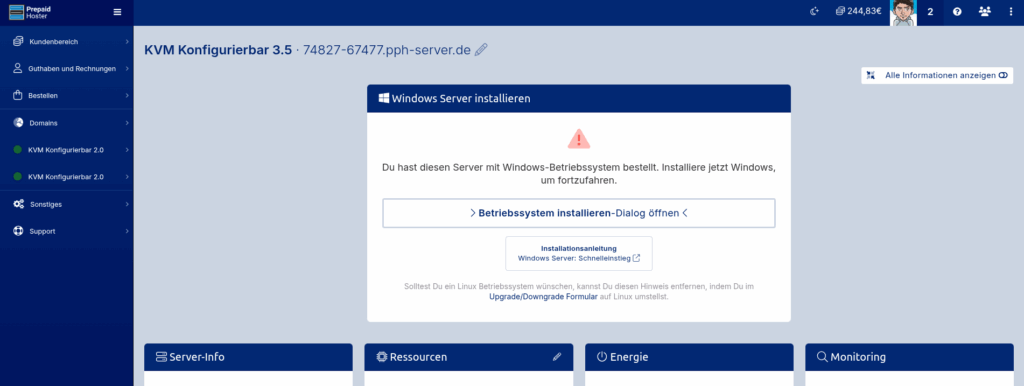 Cloud Manager mit der Option Windows installieren