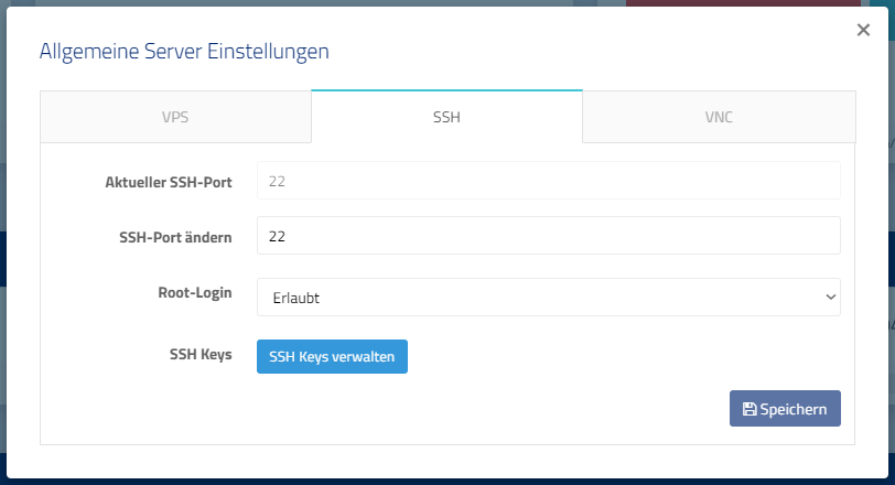 SSH-Einstellungen im Cloud Manager