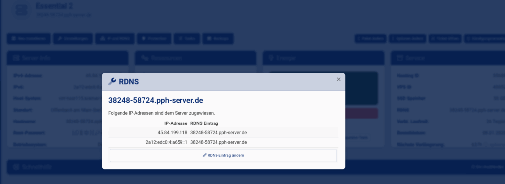 RDNS bei Essential Server RDNS bei Essential Server